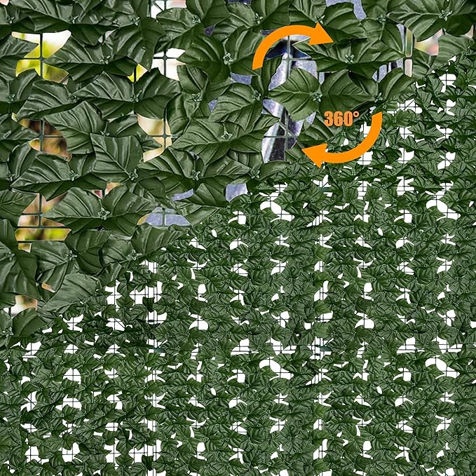 Artificial Ivy Privacy Fence Roll Screen,128" by 72" (64 SQFT) UV-Anti Faux Hedge Fence and Fake Ivy Vine Leaf Wall Panels for Indoor&Outdoor Green Backdrop, Garden Greenery Decor
