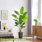 Bird of Paradise Artificial Plant, 6.6FT Faux Plants Indoor Banana Leaf Tree with 13 Leaves, Large Fake Tropical Potted Indoor Silk Floor Plant with White Tall Planter for House,Office,Room,Home Decor