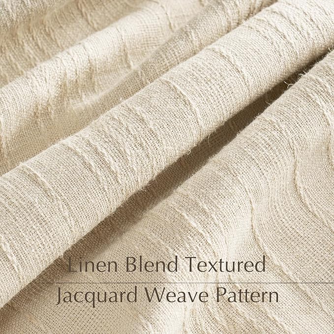 NICETOWN Jacquard Linen Curtains for Bedroom, Waffle Weave Privacy with Light Filtering Window Treatments for Living Room, W52 x L96, 2 Panels
