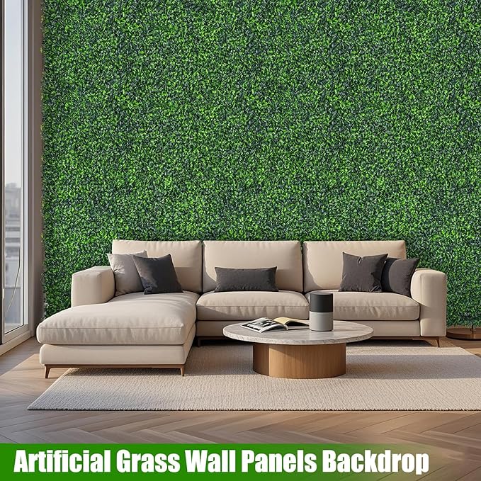 Artificial Boxwood Roll,71x144 in(72 sqft) UV-Anti Faux Ivy Grass Wall Backdrop for Balcony Privacy, Fake Grennery Wall Decor for Garden, Patio, Backyard