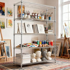 5 Tiers Shelf 1750 lbs Steel Storage Shelving Utility Shelving Unit Steel Organizer Wire Rack for Home,Kitchen,Office,Garage Chrome 17.7" D x 47.2" W x 72.4" H