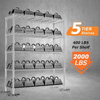 Storage Shelves Heavy Duty, 2 PCS 48" L x 20" W x 72" H Garage Wire Shelving Unit Loads 2000LBS, 5-Tier Adjustable Metal Industrial Utility Shelf Rack for Kitchen, Laundry Room, Warehouse, Basement