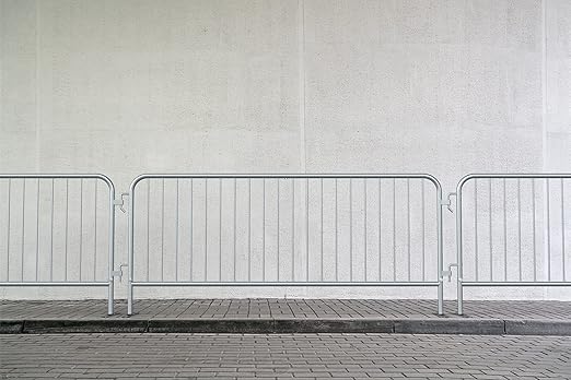 Angry Bull Barricades Metal Interlocking Steel Barricade (8.5 Ft. Lightweight Hot-Dipped, Bridge Feet, Galvanized Steel, Set of 10)