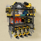 Power Tool Organizer Wall Mount, 4-Tier Tool Storage Rack with 8 Drill Holders, 200LBS Load Heavy Duty Cordless Tool Shelf for Garage Organization, Gift for Men