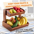 HOLANA Acacia 2 Tier Fruit Basket for Kitchen Counter Organizer – Wooden Fruit Bowl & Wooden Basket for Kitchen Counter Storage, Vegetable & Produce Storage, Snack Organizer for Countertop (Acacia)