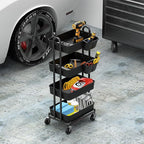 Simple Houseware 4-Tier Multifunctional Rolling Utility Cart with Hanging Buckets, Black