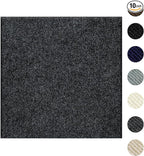 Carpet Tiles Peel and Stick 24” x 24”, Self Adhesive Soft Padded Flooring Stickers, Dark Gray Home Decor for Bedroom Living Room Office, 10 Tiles & 40 sq ft per Box