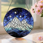 Stained Glass Window Hanging, Pauyadu 8 Inch Stained Glass Suncatcher Ornament, Night Court Window Decor, Suncatchers for Windows Hanging, Nature Lovers Gifts, Gifts for Friend, Lover