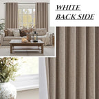 Dark Flax 100% Blackout Curtains 84 Inch Length 2 Panels Set Farmhouse Style for Bedroom Windows/Living Room Thermal Insulated Neutral Boho Drapes Linen Blend Chocolate 7ft Long Hook Belt Pleated