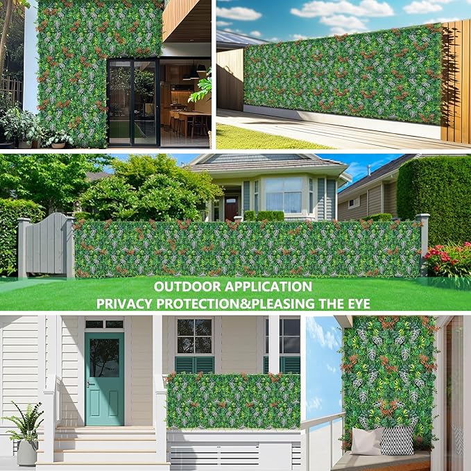 20"x20"(8pcs) Grass Wall, Artificial Boxwood Panels, Grass Backdrop Wall for Privacy Screen, Sun Protected Green Hedge Panels for Outdoor, Indoor, Garden, Fence, Backyard and Décor