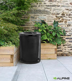 Alpine Outdoor Trash Can 36 Gallon Diamond Steel Commercial Metal Waste Bin with Leak Proof Liner, Heavy Duty Steel Mesh Design, Flat Wide Open Top Lid for Parks, Streets, and Public Spaces-Black