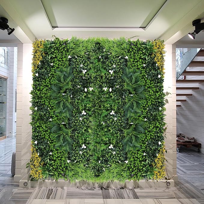 Artifical Grass Wall Backdrop 80PCS 10"x10 Boxwood Panels Grass Boxwood Hedge Wall Greenery UV Protected 55 Sqft Artificial Grass Wall Decor for Party Wedding Backyard Indoor Outdoor（5PACK 40"x40"）