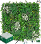 20"X20" Artificial Grass Wall, 12PCS Boxwood Panels UV-Protected Faux Grass Backdrop Wall,Greenery Privacy Hedge Screen for Outdoor Garden Patio, Indoor Party Balcony Fence Decor