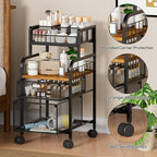 SWTYMIKI Rolling Cart with Drawers - Metal Utility Cart with Wood Shelf, DIY Divider and Locking Wheels, Craft & Art Cart Organizer for Under Desk Storage for Home Office Studio, Black