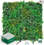 Grass Wall, Artificial Tropical Boxwood Panels 20"x20"(16pcs), Privacy Hedge Fence Screen with UV Protection, Greenery Backdrop for Indoor Home Wedding Decor and Outdoor Patio Backyard