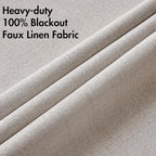 MIULEE 100% Blackout Linen Textured Curtains for Bedroom Solid Thermal Insulated Ivory Grommet Room Darkening Curtains & Drapes Luxury Decor for Living Room Nursery 52 x 102 Inch (2 Panels)