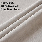 MIULEE 100% Blackout Linen Textured Curtains for Bedroom Solid Thermal Insulated Ivory Grommet Room Darkening Curtains & Drapes Luxury Decor for Living Room Nursery 52 x 92 Inch (2 Panels)