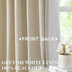 Vision Home Sand Pinch Pleated Full Blackout Curtains Linen Blended Room Darkening Window Curtains 108 inch for Living Room Bedroom Thermal Insulated Pinch Pleat Drapes with Hooks 40" Wx108 Lx2