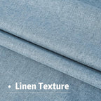 DUALIFE Faux Linen Blackout Slate Blue Curtains 80 Inch Long,Farmhouse Back Tab Rod Pocket Curtains Room Darkening Thermal Insulated Drapes for Bedroom Living Room,W50 x L80,2 Panels Stone Blue