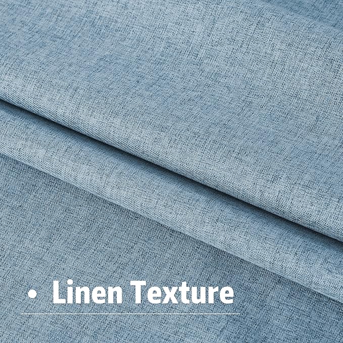 120 Inch Extra Long Linen Slate Blue Curtains Floor to Ceiling for Sliding Glass Doors 2 Panels, Flax Linen 100% Blackout Elegant Boho Thermal Curtains for Large Windows 10 FT Drapes,50 x 120 Inch