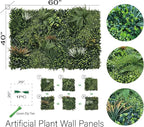 Artificial Topiary Hedge Greenery Plant Panels Indoor and Outdoor Patio Foliage Hedge Faux Grass Wall Panels 6PCS 20”x20”/P for Fence Decoration
