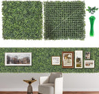 Artificial Grass Wall Panels, 8 PCS 20x20 inch Boxwood Hedge Wall Panels with 100 Zip Ties, Boxwood Panels Backdrop for Outdoor Indoor Decorative Garden Fences Backyard Patio Privacy Hedge