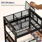 SWTYMIKI Rolling Cart with Drawers - Metal Utility Cart with Wood Shelf, DIY Divider and Locking Wheels, Craft & Art Cart Organizer for Under Desk Storage for Home Office Studio, Black