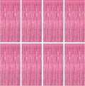 8 Pack Pink Backdrop, 3.28 FT x 7.05 FT Pink Birthday Decorations, Metallic Pink Backdrop for Photoshoot Foil Curtains Party Streamer, Valentines Day Decorations Birthday Photo Booth Props