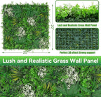 20"x20" Grass Wall Panels, 12PCS Artificial Greenery Backdrop Wall with UV Resistant Leaves, Faux Green Wall Decor for Outdoor Indoor Patio Garden Backyard