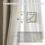 DUALIFE Taupe Blackout Curtains for Bedroom 90 Inch Length, Linen Pencil Pleat Farmhouse Traverse 100% Black Out Heat & Cold Back Tab Drapes with Hooks for Track System Sliding Door 2 Panels