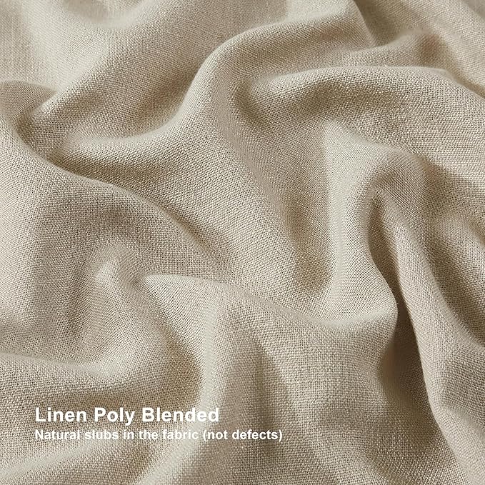 Vision Home Sand Pinch Pleated Full Blackout Curtains Linen Blended Room Darkening Window Curtains 102 inch for Living Room Bedroom Thermal Insulated Pinch Pleat Drapes with Hooks 60" Wx102 Lx1