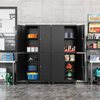 Metal Storage Cabinet-Heavy Duty Rolling Tool Cabinet Garage Storage Cabinets with Adjustable Shelves&Lockable Doors - Black