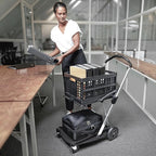 CLAX® The Original | Made in Germany | Multi use Functional Collapsible Carts | Mobile Folding Trolley | Shopping cart with Storage Crate | Platform Truck (Grey)