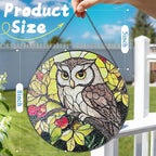 Stained Glass Window Hanging, 8 Inch Owl Suncatcher Stained Glass Ornament, Suncatchers for Windows Hanging, Sun Catchers Indoor Window, Owl Gifts, Gifts for Bird Lovers, Mom Gift