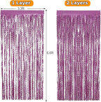 Purple Foil Curtains - 4 Pack 3.3 ft x 6.6 ft Wavy Fringe Curtain Backdrop for Party Photo Booth Props Decoration Mermaid Euphoria Themed | Purple Streamers for Mardi Gras Decorations