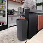21-Gallon Half-Round Commercial Gray Trash Can - Wall-Hugging Waste Receptacle for High-Traffic Spaces