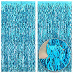 KatchOn, XtraLarge, Wavy Blue Foil Fringe Curtain - Pack of 2 | Foil Fringe Backdrop for Blue Christmas Decorations | Wavy Streamers for Winter Decorations, Birthday, Under The Sea Party Decoration
