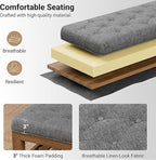 End of Bed Storage Bench, 42.9" Entryway Shoe Bench with Solid Wood Shelf, Upholstered Ottoman with Padded Seat for Bedroom, Hallway and Lining Room, Dark Gray