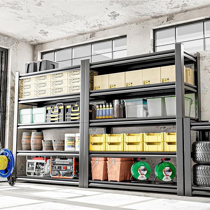 5 Tier Heavy Duty Metal Shelving Unit, Industrial Storage Shelf for Garage, Utility, and Industrial Use - Metal Storage Shelf Organizer, Durable Garage Storage Shelving 24" D x48 W x72 H