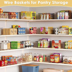 X-cosrack Metal Wire Baskets for Pantry Organization and Storage Freezer Organizer Bins with Handles 4 Pack- Extra Large Mesh Bin for Pantry Kitchen Laundry Closet Garage Patent Design