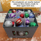 VENO 1 Pack Wine Glass Storage Box, Stemware Storage Case Hard Shell, Christmas Holiday Ornaments China Containers with Dividers & Handles, for Moving Crystal Glassware Champagne Flute (for 9 Glasses)