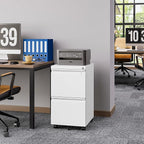 Rolling File Cabinet with Lock, 2 Drawer Metal Mobile Office Filing Cabinet Under Desk for Legal/Letter Size(Assembly Required)