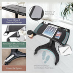 EHO Mobile Laptop Standing Desk Carts on Wheels with Stationery Storage, Pneumatic, Height Adjustable Rolling Stand, Sit to Stand Computer Cart, Workstation for Home, Office, Medical and School