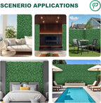 Boxwood Roll Panels with White Flower, 48"x120" (40 sqft) Artificial Ivy Privacy Fence Screen, UV-Anti Faux Boxwood Roll Grass Wall Panels for Garden Patio Balcony Decor