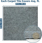 Carpet Tiles Peel and Stick 24” x 24”, Self Adhesive Soft Padded Flooring Stickers, Light Gray Home Decor for Bedroom Living Room Office, 20 Tiles & 80 sq ft per Box