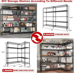REIBII 70" W Storage Shelves Load 1600LBS,Metal Shelving 5-Tier Wire Shelving Unit Garage Shelving for Storage Adjustable Metal Shelves for Pantry Kitchen Garage Commercial, 70" W*15.8" D*72.4" H