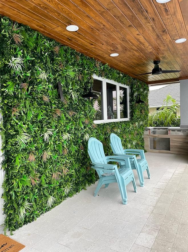 NatraHedge Artificial Rainforest Living Wall Vertical Garden for Outdoor Hedge Installments or Indoor Decor (5 Pack) 28 SQF