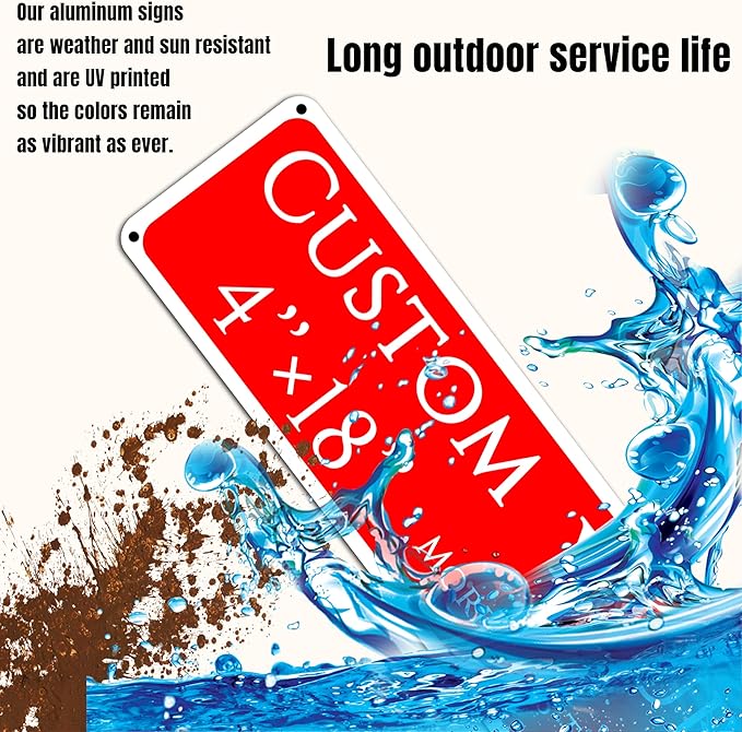 Custom Sign, Custom Indoor/Outdoor Decorative Sign，Aluminum Weatherproof Metal Sign Multiple Sizes, Double-sided,Customize for Swimming Pool,Playground, Business, Workplace, office, Home, Delivery Signs(4*18 Inch)