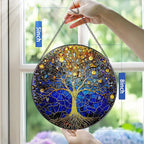 8-Inch Stained Glass Tree of Life Ornament, Stained Glass Window Hanging, Window Hanging Decor Suncatcher – Housewarming, Christmas, Birthday | Gift for Family, Friend, Couple, Teacher | Holiday Decor