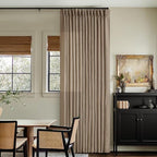 Extra Long Light Brown Linen Curtains 120 Inches Long Tan Brown Coffee Latte Farmhouse Rustic Curtain Light Filtering Semi Sheer Back Tab Pinch Pleat Curtain for Tall Ceiling Living Room 2 Panels
